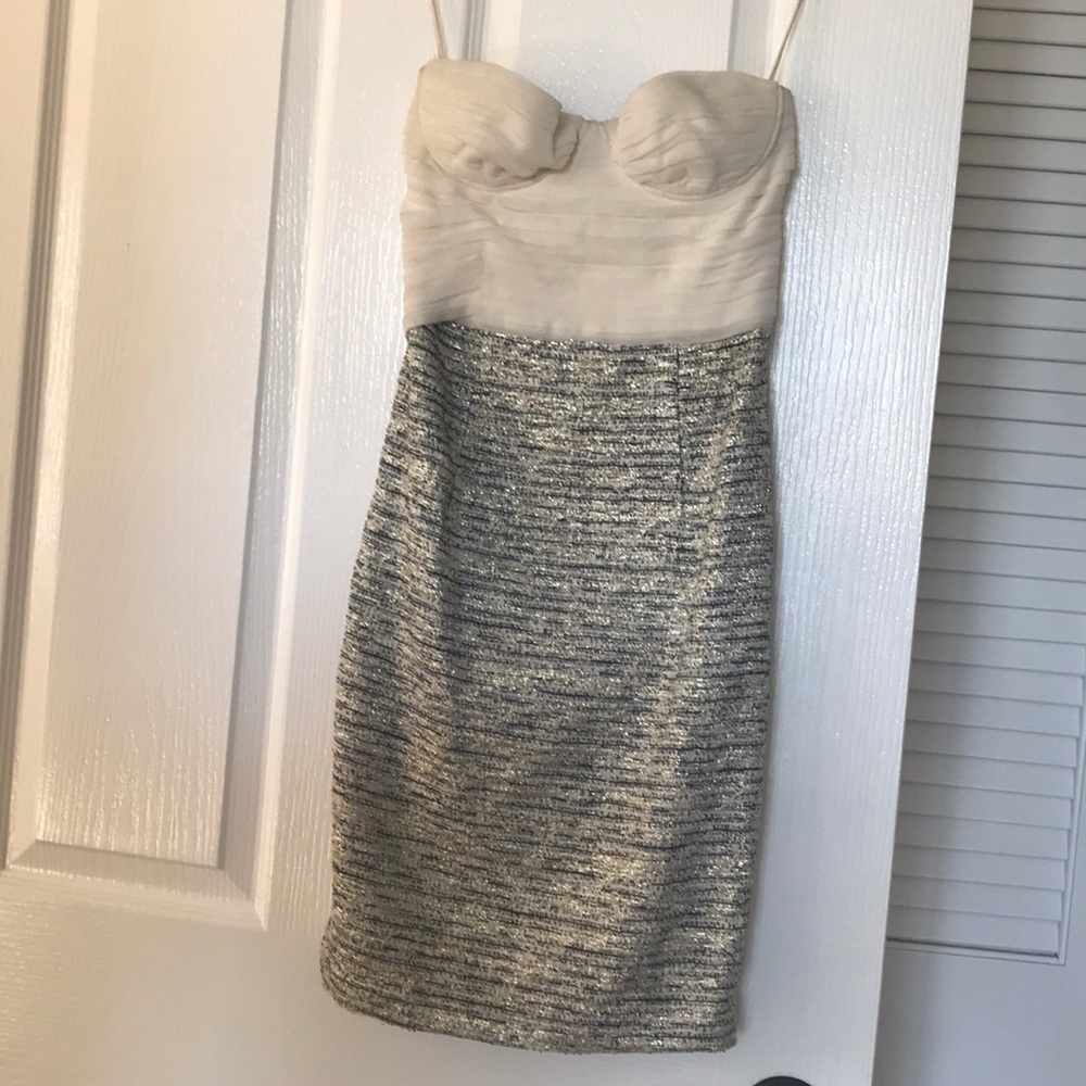 Alice + Olivia cream & tweed strapless dress (SZ0)